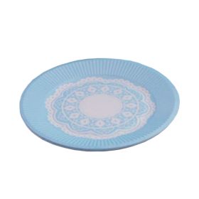 10PCS Disposable Paper Plates Environmental Cake Platters 7'' Dessert Container Blue