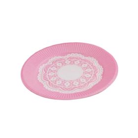 10PCS Disposable Paper Plates Environmental Cake Platters 7'' Dessert Container Pink