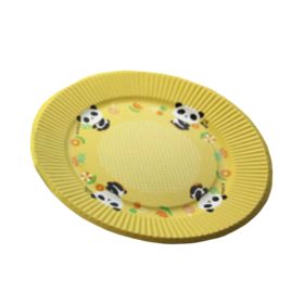 10PCS Disposable Paper Plates Environmental Cake Platters 7'' Dessert Container Panda Yellow