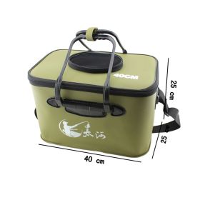 Fishing Fabric Collapsible Basket Portable Water Pail, 40*25*25CM, Mixed Olives
