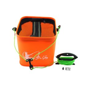 Fishing Fabric Collapsible Basket Portable Water Pail with Rope, 20*20*18CM
