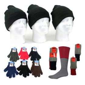 Adult Cuffed Knit Hats, Adult Magic Gloves, and Th Case Pack 180